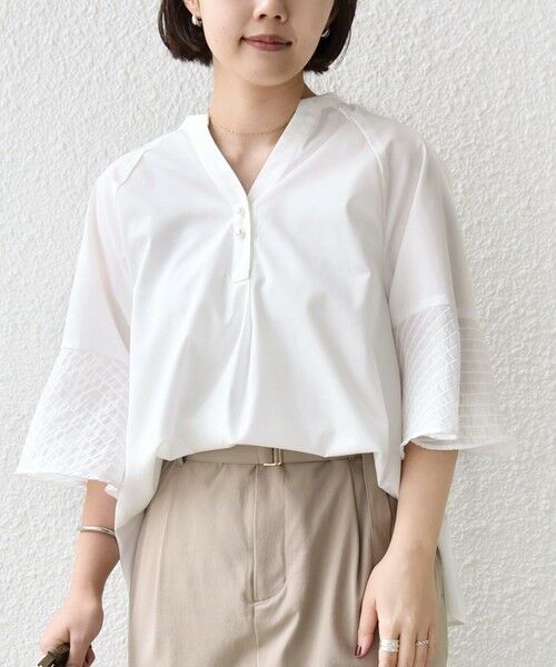 SHIPS / シップス シャツ・ブラウス | 《予約》〈手洗い可能〉シアー ボーダー フレア スリーブ 半袖 ブラウス | 詳細5