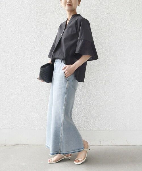 SHIPS / シップス シャツ・ブラウス | 《一部追加予約》〈手洗い可能〉シアー ボーダー フレア スリーブ 半袖 ブラウス | 詳細25