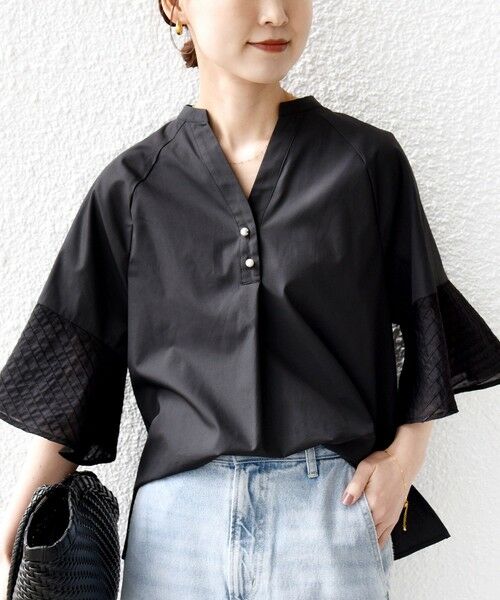 SHIPS / シップス シャツ・ブラウス | 《一部追加予約》〈手洗い可能〉シアー ボーダー フレア スリーブ 半袖 ブラウス | 詳細28