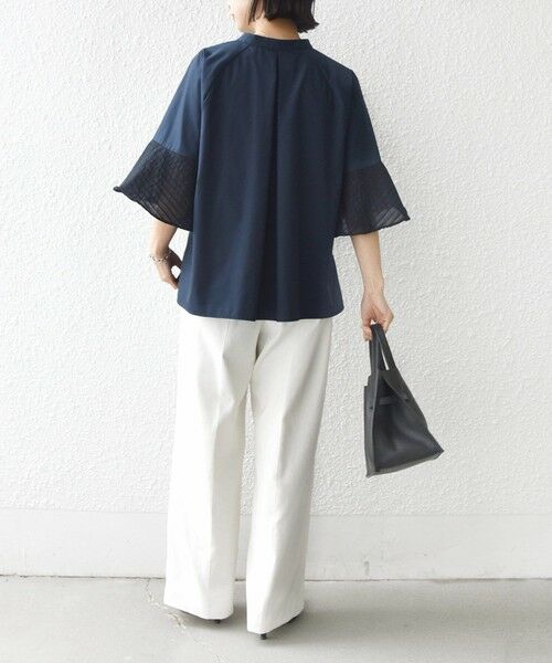 SHIPS / シップス シャツ・ブラウス | 《予約》〈手洗い可能〉シアー ボーダー フレア スリーブ 半袖 ブラウス | 詳細13