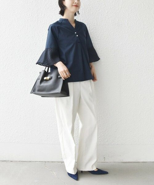 SHIPS / シップス シャツ・ブラウス | 《予約》〈手洗い可能〉シアー ボーダー フレア スリーブ 半袖 ブラウス | 詳細14