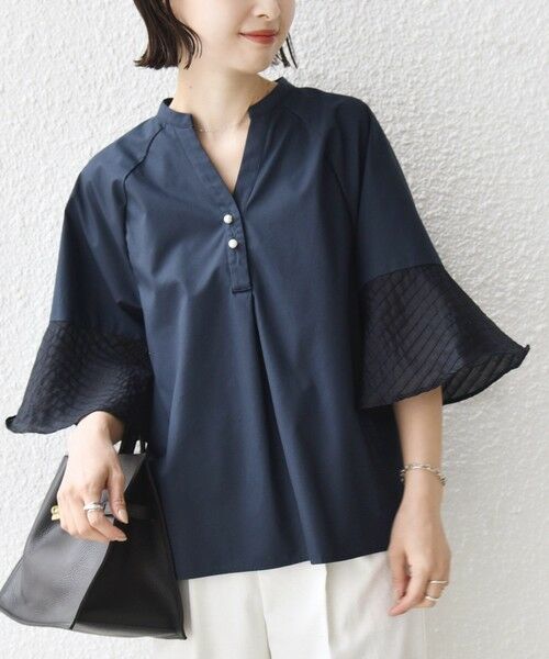 SHIPS / シップス シャツ・ブラウス | 《予約》〈手洗い可能〉シアー ボーダー フレア スリーブ 半袖 ブラウス | 詳細15