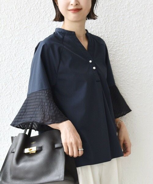 SHIPS / シップス シャツ・ブラウス | 《予約》〈手洗い可能〉シアー ボーダー フレア スリーブ 半袖 ブラウス | 詳細17