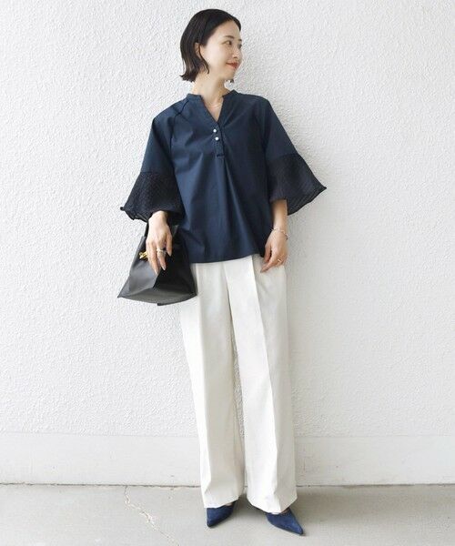 SHIPS / シップス シャツ・ブラウス | 《予約》〈手洗い可能〉シアー ボーダー フレア スリーブ 半袖 ブラウス | 詳細11