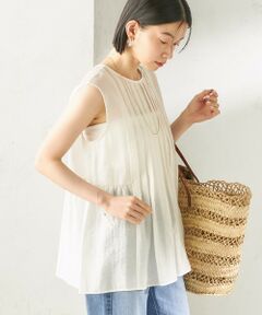 《予約》〈手洗い可能〉シルク混 シアー 2WAY ノースリーブ ブラウス