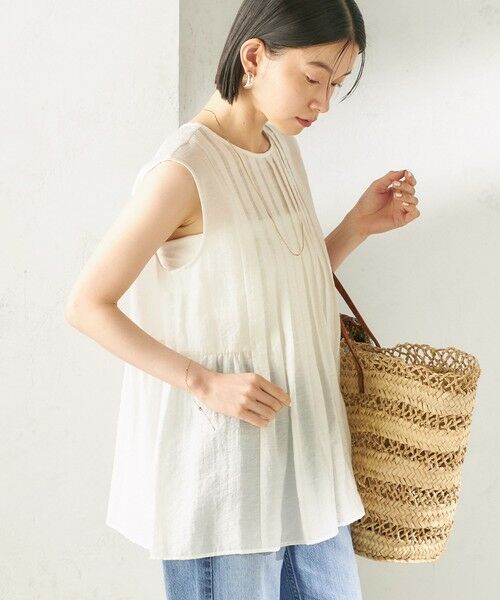 SHIPS / シップス シャツ・ブラウス | 《予約》〈手洗い可能〉シルク混 シアー 2WAY ノースリーブ ブラウス(オフホワイト)