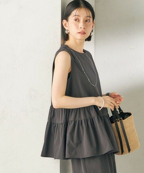 SHIPS / シップス シャツ・ブラウス | 《予約》〈接触冷感 / 撥水加工〉TEXBRID(R) タフタ ノースリーブ ブラウス（ブラック）