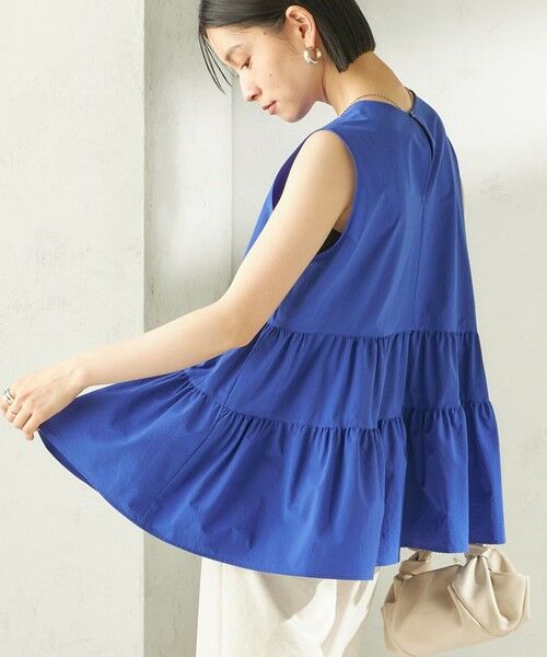 SHIPS / シップス シャツ・ブラウス | 《予約》〈接触冷感 / 撥水加工〉TEXBRID(R) タフタ ノースリーブ ブラウス（ロイヤルブルー）