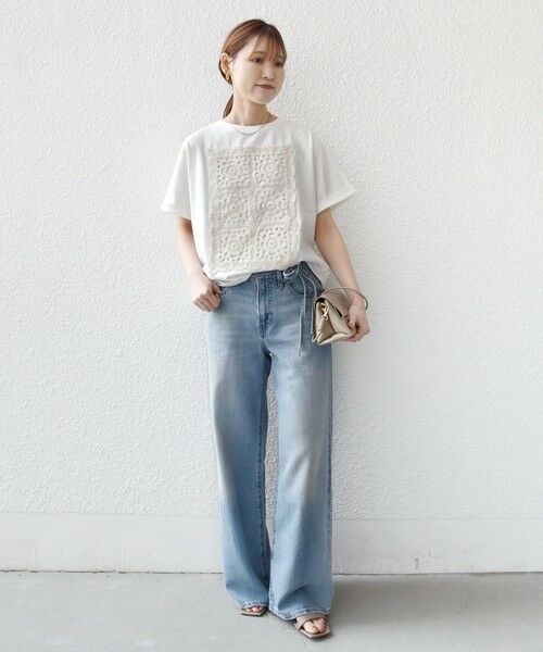 SHIPS / シップス Tシャツ | 《予約》【WEB限定】〈手洗い可能〉クロシェ ドッキング ショート スリーブ プルオーバー | 詳細1