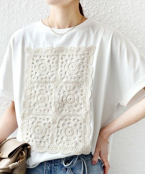 SHIPS / シップス Tシャツ | 《予約》【WEB限定】〈手洗い可能〉クロシェ ドッキング ショート スリーブ プルオーバー | 詳細10