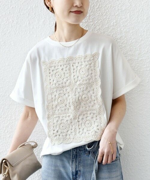 SHIPS / シップス Tシャツ | 《予約》【WEB限定】〈手洗い可能〉クロシェ ドッキング ショート スリーブ プルオーバー | 詳細5