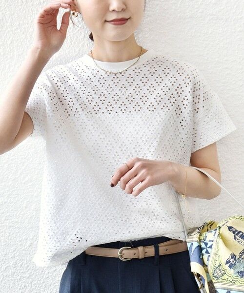 SHIPS / シップス カットソー | 《予約》〈手洗い可能〉アイレット ショート スリーブ プルオーバー（ホワイト）