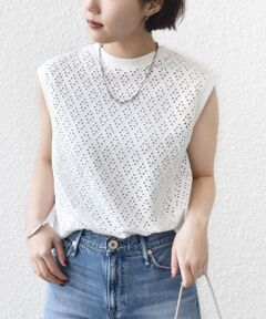 SHIPS / シップス カットソー | 《予約》〈手洗い可能〉アイレット ノースリーブ フレア プルオーバー