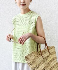 SHIPS / シップス カットソー | 《予約》〈手洗い可能〉アイレット ノースリーブ フレア プルオーバー