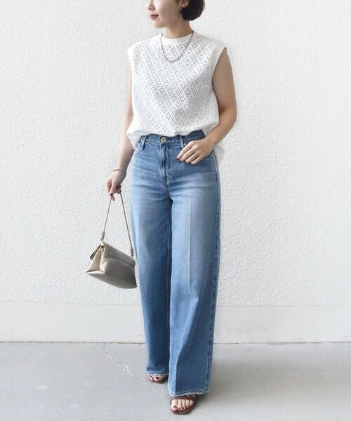 SHIPS / シップス カットソー | 《予約》〈手洗い可能〉アイレット ノースリーブ フレア プルオーバー | 詳細2