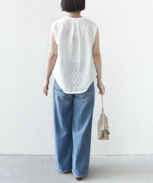 SHIPS / シップス カットソー | 《予約》〈手洗い可能〉アイレット ノースリーブ フレア プルオーバー | 詳細3