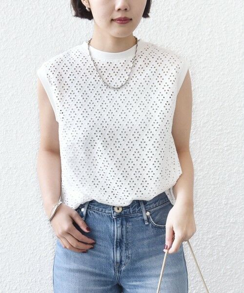 SHIPS / シップス カットソー | 《予約》〈手洗い可能〉アイレット ノースリーブ フレア プルオーバー | 詳細5