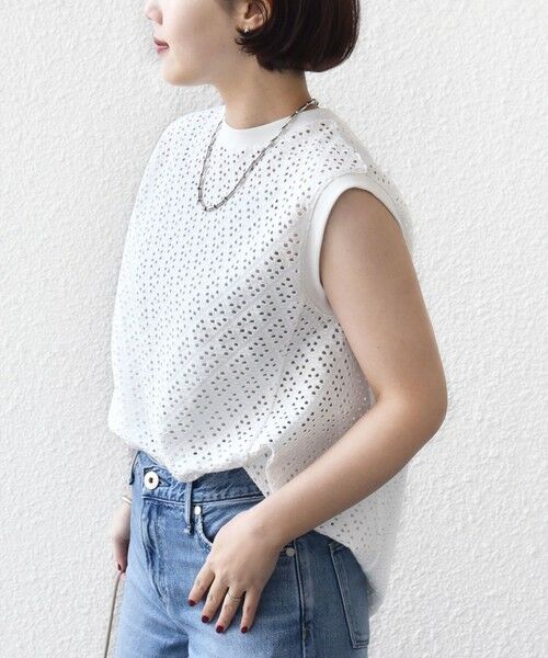 SHIPS / シップス カットソー | 《予約》〈手洗い可能〉アイレット ノースリーブ フレア プルオーバー | 詳細6