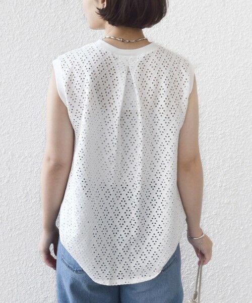 SHIPS / シップス カットソー | 《予約》〈手洗い可能〉アイレット ノースリーブ フレア プルオーバー | 詳細7