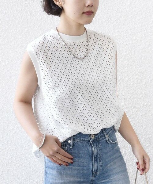 SHIPS / シップス カットソー | 《予約》〈手洗い可能〉アイレット ノースリーブ フレア プルオーバー | 詳細8