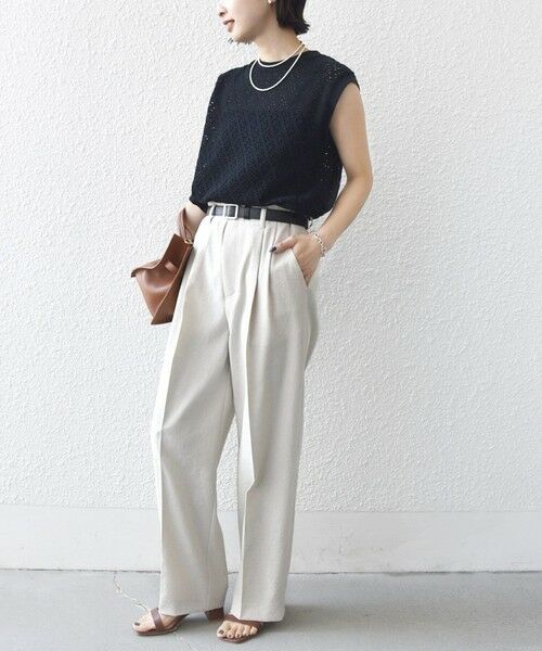 SHIPS / シップス カットソー | 《予約》〈手洗い可能〉アイレット ノースリーブ フレア プルオーバー | 詳細12