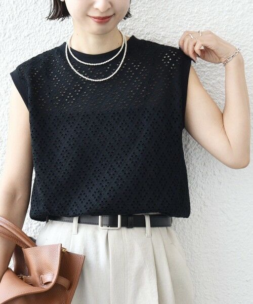 SHIPS / シップス カットソー | 《予約》〈手洗い可能〉アイレット ノースリーブ フレア プルオーバー | 詳細15