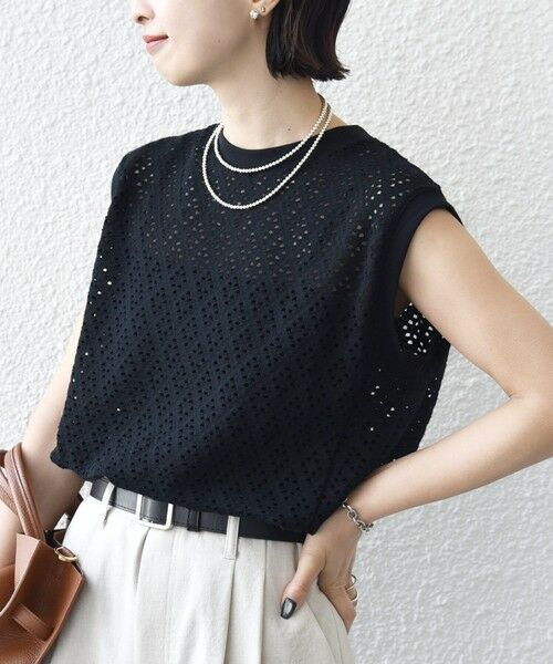 SHIPS / シップス カットソー | 《予約》〈手洗い可能〉アイレット ノースリーブ フレア プルオーバー | 詳細16