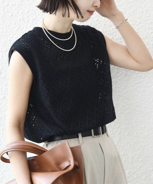 SHIPS / シップス カットソー | 《予約》〈手洗い可能〉アイレット ノースリーブ フレア プルオーバー | 詳細18