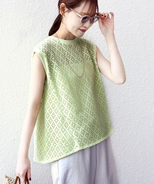 SHIPS / シップス カットソー | 《予約》〈手洗い可能〉アイレット ノースリーブ フレア プルオーバー | 詳細28