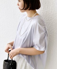 SHIPS / シップス Tシャツ | 《予約》〈手洗い可能〉ボーダー / ソリッド 袖ギャザー ショートスリーブ プルオーバー