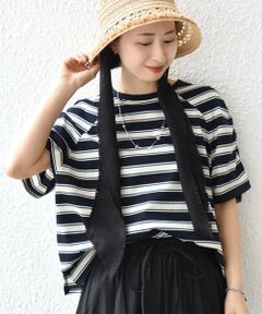 SHIPS / シップス Tシャツ | 《予約》〈手洗い可能〉ボーダー / ソリッド 袖ギャザー ショートスリーブ プルオーバー