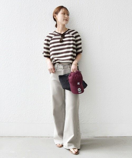 SHIPS / シップス Tシャツ | 《予約》〈手洗い可能〉ボーダー / ソリッド 袖ギャザー ショートスリーブ プルオーバー | 詳細1