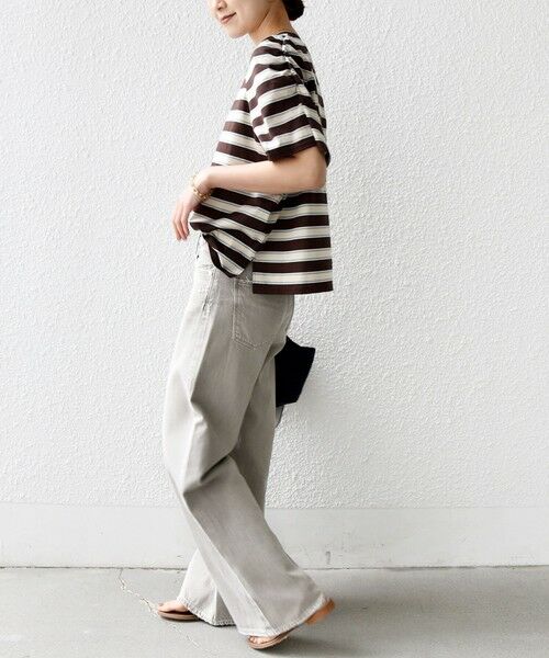 SHIPS / シップス Tシャツ | 《予約》〈手洗い可能〉ボーダー / ソリッド 袖ギャザー ショートスリーブ プルオーバー | 詳細2