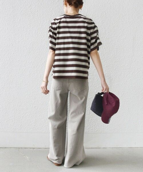 SHIPS / シップス Tシャツ | 《予約》〈手洗い可能〉ボーダー / ソリッド 袖ギャザー ショートスリーブ プルオーバー | 詳細3