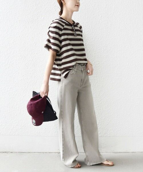 SHIPS / シップス Tシャツ | 《予約》〈手洗い可能〉ボーダー / ソリッド 袖ギャザー ショートスリーブ プルオーバー | 詳細4