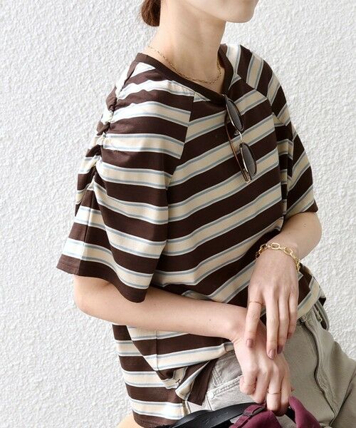 SHIPS / シップス Tシャツ | 《予約》〈手洗い可能〉ボーダー / ソリッド 袖ギャザー ショートスリーブ プルオーバー | 詳細9