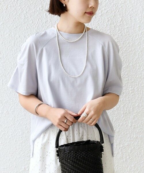 SHIPS / シップス Tシャツ | 《予約》〈手洗い可能〉ボーダー / ソリッド 袖ギャザー ショートスリーブ プルオーバー | 詳細20