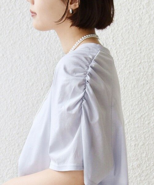 SHIPS / シップス Tシャツ | 《予約》〈手洗い可能〉ボーダー / ソリッド 袖ギャザー ショートスリーブ プルオーバー | 詳細24