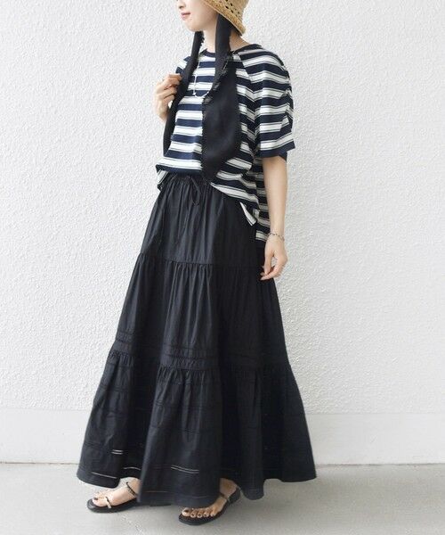 SHIPS / シップス Tシャツ | 《予約》〈手洗い可能〉ボーダー / ソリッド 袖ギャザー ショートスリーブ プルオーバー | 詳細28