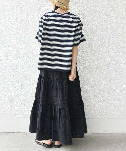 SHIPS / シップス Tシャツ | 《予約》〈手洗い可能〉ボーダー / ソリッド 袖ギャザー ショートスリーブ プルオーバー | 詳細29