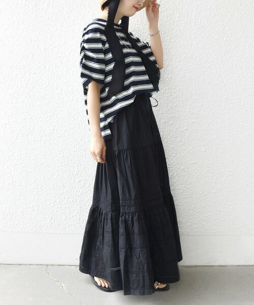 SHIPS / シップス Tシャツ | 《予約》〈手洗い可能〉ボーダー / ソリッド 袖ギャザー ショートスリーブ プルオーバー | 詳細30