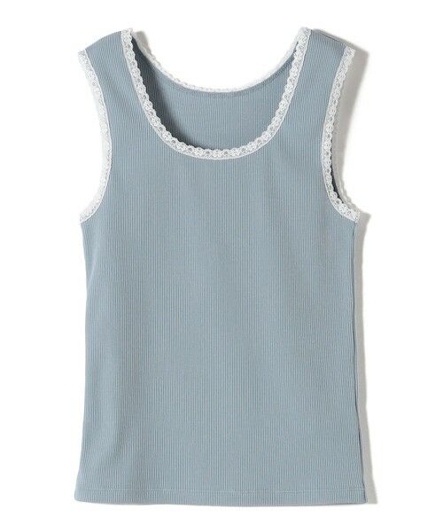 SHIPS / シップス タンクトップ | 〈手洗い可能〉レース トリミング 2WAY タンクトップ（サックスブルー）