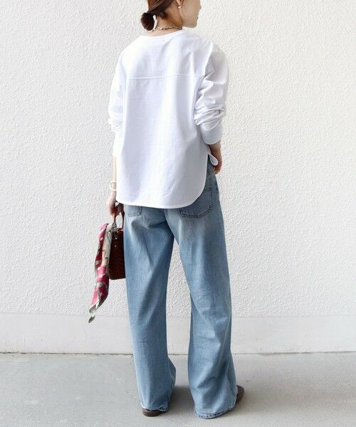 SHIPS / シップス カットソー（半袖以外） | 〈接触冷感 / UVカット / 手洗い可能〉ロング リブ ラウンド ヘム プルオーバー | 詳細3