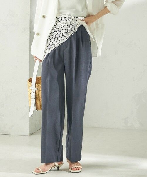 SHIPS / シップス その他パンツ | 《予約》〈手洗い可能〉ドライ シャンタン フロント タック パンツ(ネイビー)