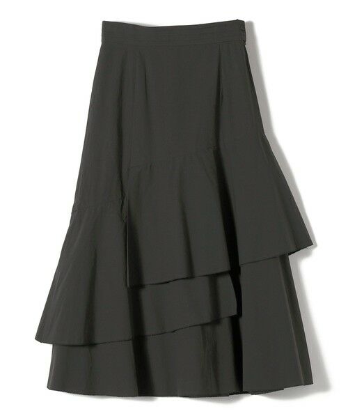 SHIPS / シップス ロング・マキシ丈スカート | SHIPS Primary Navy Label:〈手洗い可能〉アシンメトリー ティアード スカート（ダークグレー）