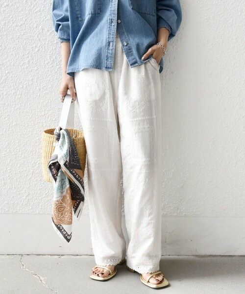 SHIPS / シップス その他パンツ | 《予約》〈手洗い可能〉パッチワーク レース ドロスト パンツ | 詳細16