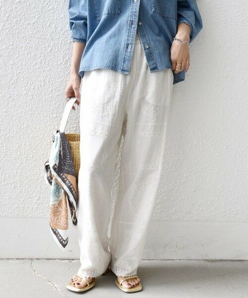 SHIPS / シップス その他パンツ | 《予約》〈手洗い可能〉パッチワーク レース ドロスト パンツ | 詳細19