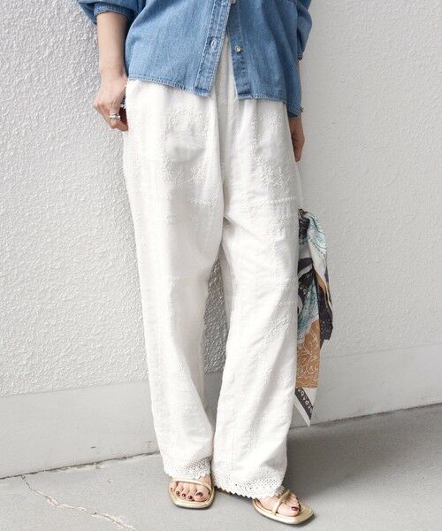 SHIPS / シップス その他パンツ | 《予約》〈手洗い可能〉パッチワーク レース ドロスト パンツ | 詳細20