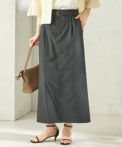 SHIPS / シップス ロング・マキシ丈スカート | 《予約》〈手洗い可能〉麻混 ベルト付 ウエストタック ナロー スカート