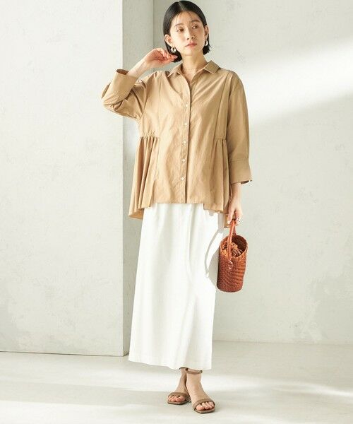 SHIPS / シップス ロング・マキシ丈スカート | 《予約》〈手洗い可能〉麻混 ベルト付 ウエストタック ナロー スカート | 詳細1